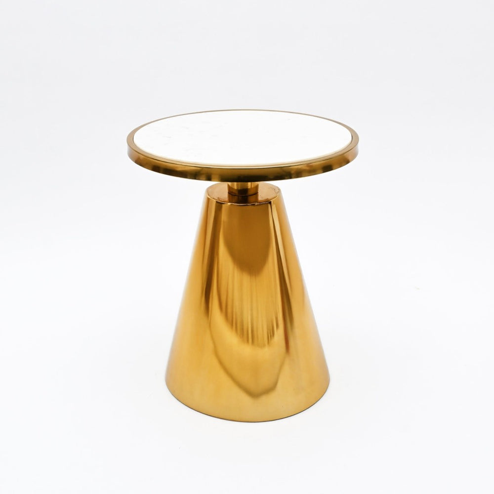 English Elm Modern Round Marble Top Accent Table with Gold Pedestal Base for Living Room B346P515518