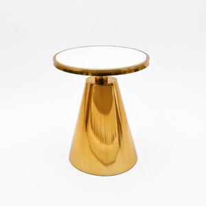 English Elm Modern Round Marble Top Accent Table with Gold Pedestal Base for Living Room B346P515518