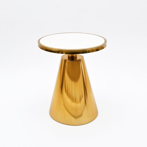 English Elm Modern Round Marble Top Accent Table with Gold Pedestal Base for Living Room B346P515518