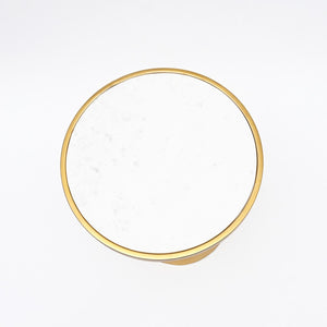 English Elm Modern Round Marble Top Accent Table with Gold Pedestal Base for Living Room B346P515518