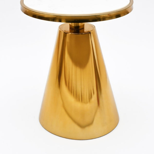 English Elm Modern Round Marble Top Accent Table with Gold Pedestal Base for Living Room B346P515518