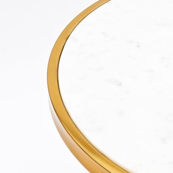 English Elm Modern Round Marble Top Accent Table with Gold Pedestal Base for Living Room B346P515518