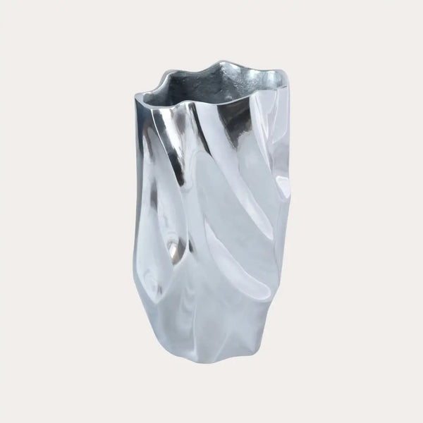 English Elm Abstract Aluminum Vase with Polished Nickel Finish Sculptural Accent for Modern Decor B346P521497