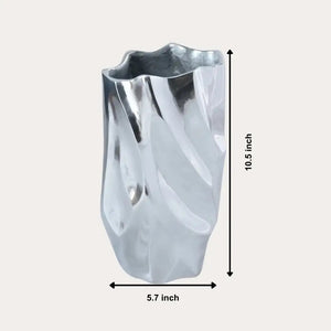 English Elm Abstract Aluminum Vase with Polished Nickel Finish Sculptural Accent for Modern Decor B346P521497