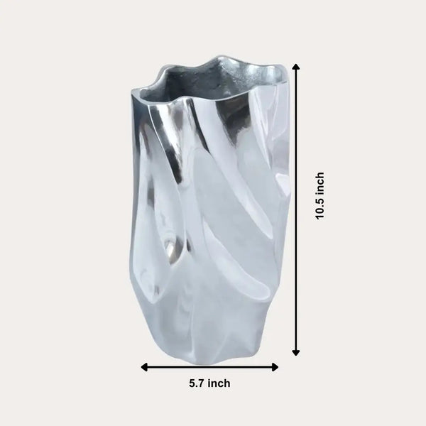 English Elm Abstract Aluminum Vase with Polished Nickel Finish Sculptural Accent for Modern Decor B346P521497