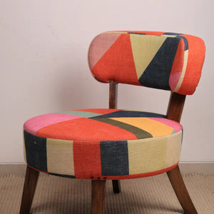 English Elm Rainbow Loom Round Accent Chair Cotton Chenille Bohemian Striped Mango Wood Legs B346P521534