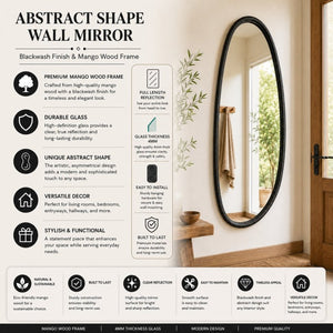 English Elm Wall Mirror Handcrafted Solid Mango Wood Asymmetric Frame Blackwash Full Length B346P521553