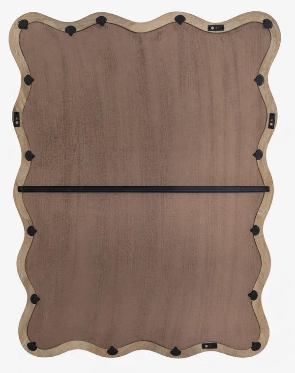 English Elm Decorative Scalloped Mango Wood Wall Mirror Artisan Carved Frame for Bedroom Living Room B346P521554