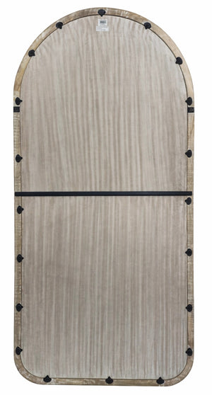English Elm Arched Full Length Mango Wood Mirror Antique Whitewash Finish Handcrafted Bedroom Wall B346P521555