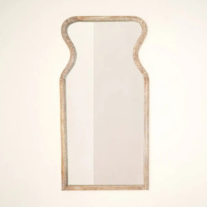 English Elm Decorative Mango Wood Full Length Mirror Antique Whitewash Vase Silhouette 70 Inch B346P521556