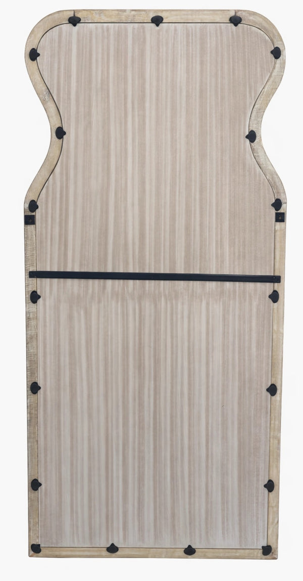 English Elm Decorative Mango Wood Full Length Mirror Antique Whitewash Vase Silhouette 70 Inch B346P521556