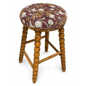English Elm Spindle Leg Acacia Wood Bar Stool with Upholstered Cotton Seat for Breakfast Bars B346P544474