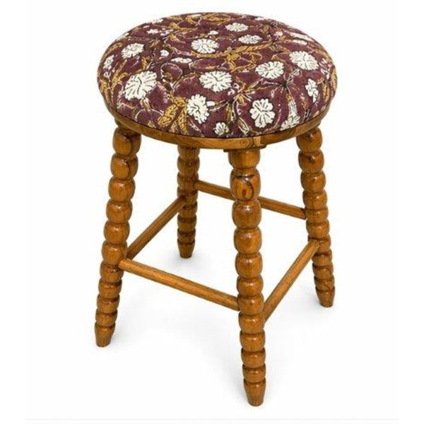 English Elm Spindle Leg Acacia Wood Bar Stool with Upholstered Cotton Seat for Breakfast Bars B346P544474