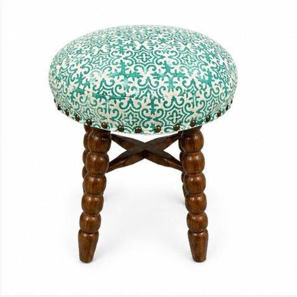 English Elm Spindle Acacia Wood Barstool Upholstered Cotton Seat Hand-Turned Legs Farmhouse Kitchen B346P544479