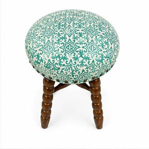 English Elm Spindle Acacia Wood Barstool Upholstered Cotton Seat Hand-Turned Legs Farmhouse Kitchen B346P544479