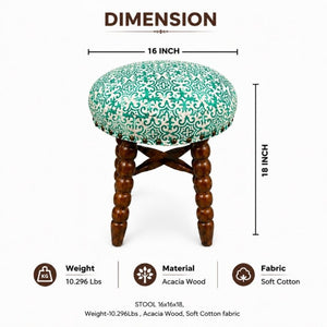 English Elm Spindle Acacia Wood Barstool Upholstered Cotton Seat Hand-Turned Legs Farmhouse Kitchen B346P544479