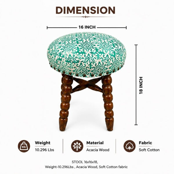 English Elm Spindle Acacia Wood Barstool Upholstered Cotton Seat Hand-Turned Legs Farmhouse Kitchen B346P544479