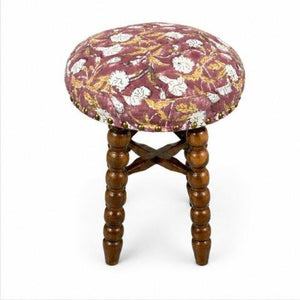 English Elm Spindle Bar Stool Solid Acacia Frame Hand Turned Legs Upholstered Cotton Kitchen B346P544480
