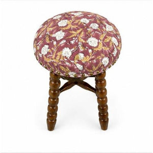 English Elm Spindle Bar Stool Solid Acacia Frame Hand Turned Legs Upholstered Cotton Kitchen B346P544480