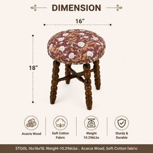English Elm Spindle Bar Stool Solid Acacia Frame Hand Turned Legs Upholstered Cotton Kitchen B346P544480