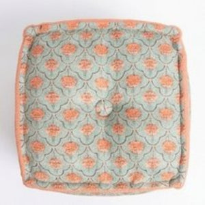 English Elm Floral Print Handmade Cotton Cube Pouf Boho Floor Seating for Bedroom Living Room B346P544490