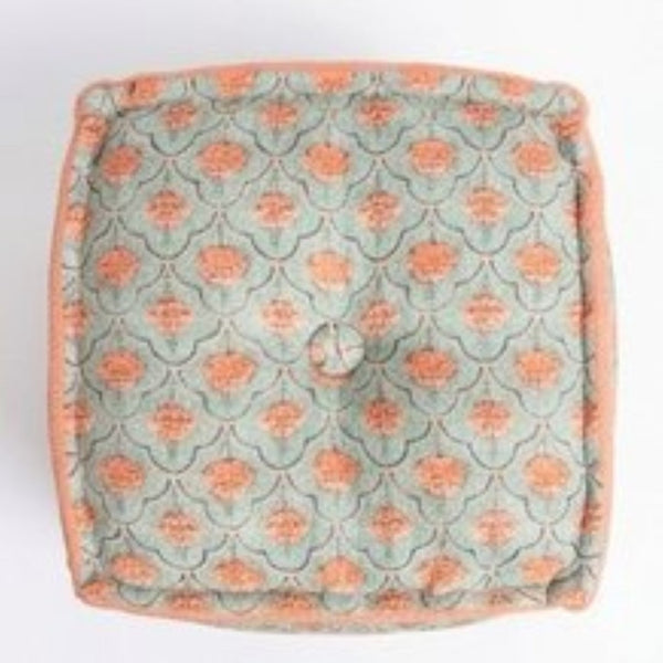English Elm Floral Print Handmade Cotton Cube Pouf Boho Floor Seating for Bedroom Living Room B346P544490