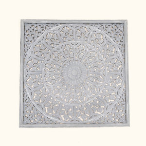 English Elm Handcrafted Mandala Relief Wood Panel Large Carved Wall Art for Living Room Decor B346P544500