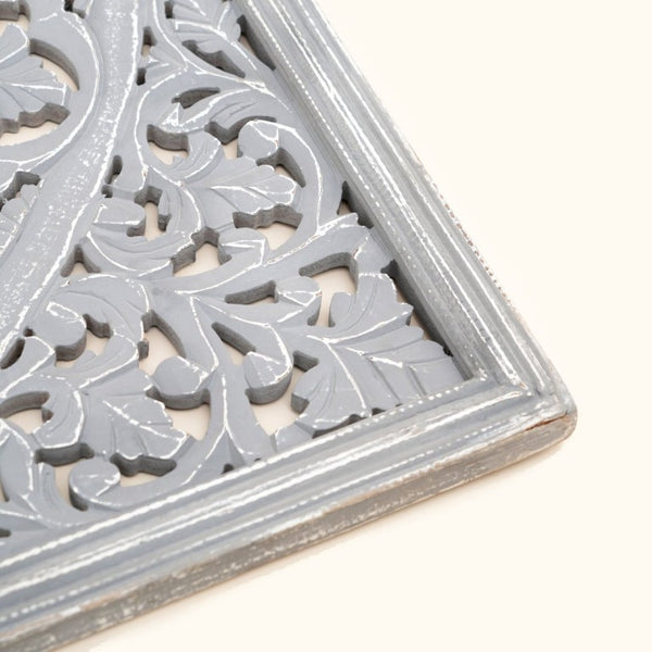 English Elm Handcrafted Mandala Relief Wood Panel Large Carved Wall Art for Living Room Decor B346P544500