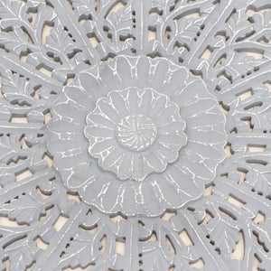 English Elm Handcrafted Mandala Relief Wood Panel Large Carved Wall Art for Living Room Decor B346P544500