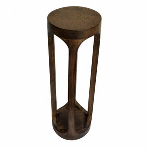 English Elm Mango Wood Handcrafted Slim Pedestal Drink Table Natural Grain Artisan Side Accent B346P544517