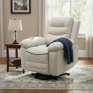English Elm Modern Power Lift Recliner with Full Chaise Body and Whisper Quiet Electric Rail B347P327590