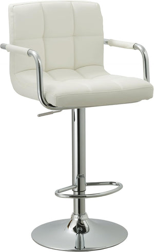 English Elm Contemporary Swivel Barstool Leatherette Grid Seat Chrome Arms Adjustable Height B347P337569