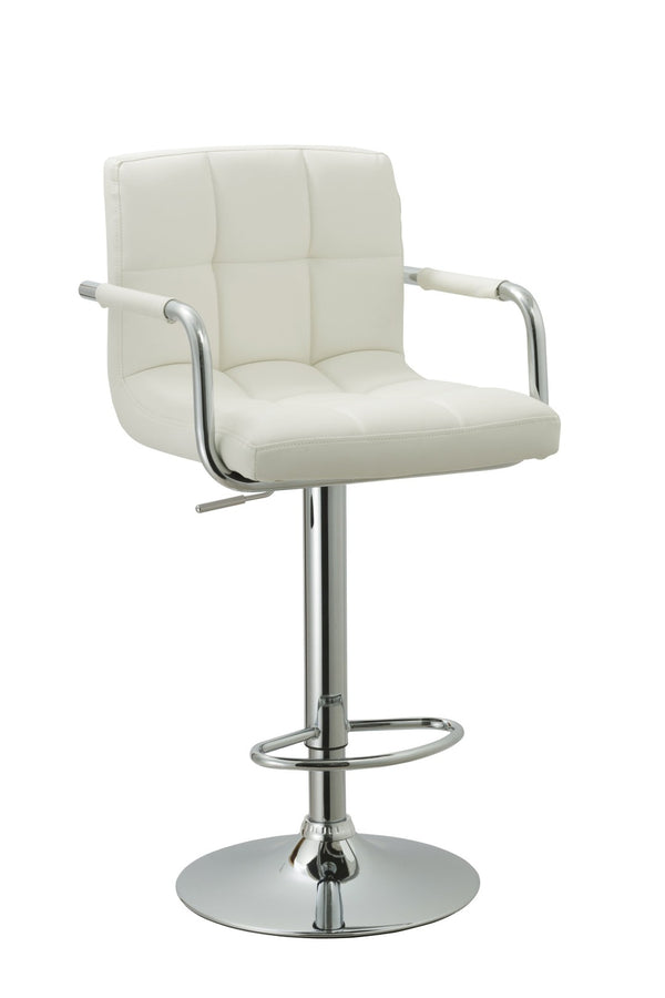 English Elm Contemporary Swivel Barstool Leatherette Grid Seat Chrome Arms Adjustable Height B347P337569