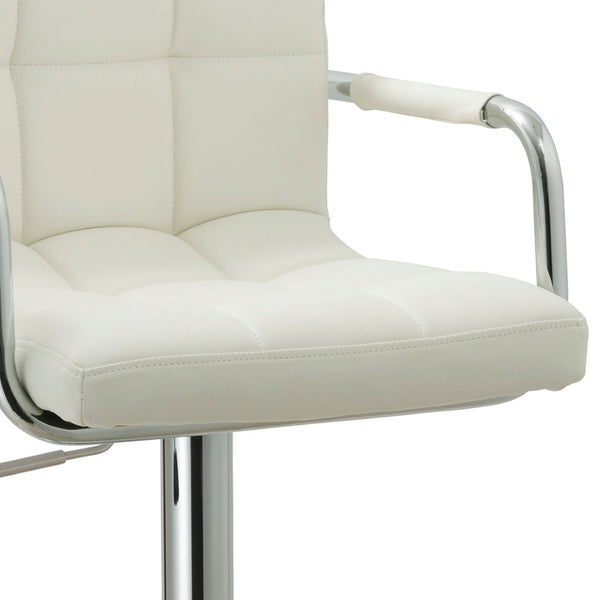 English Elm Contemporary Swivel Barstool Leatherette Grid Seat Chrome Arms Adjustable Height B347P337569