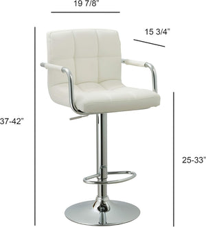 English Elm Contemporary Swivel Barstool Leatherette Grid Seat Chrome Arms Adjustable Height B347P337569