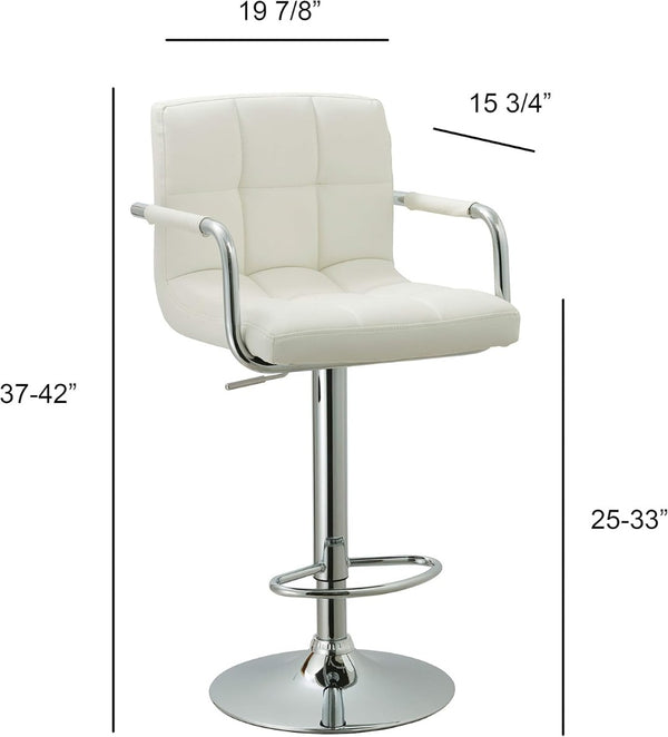 English Elm Contemporary Swivel Barstool Leatherette Grid Seat Chrome Arms Adjustable Height B347P337569