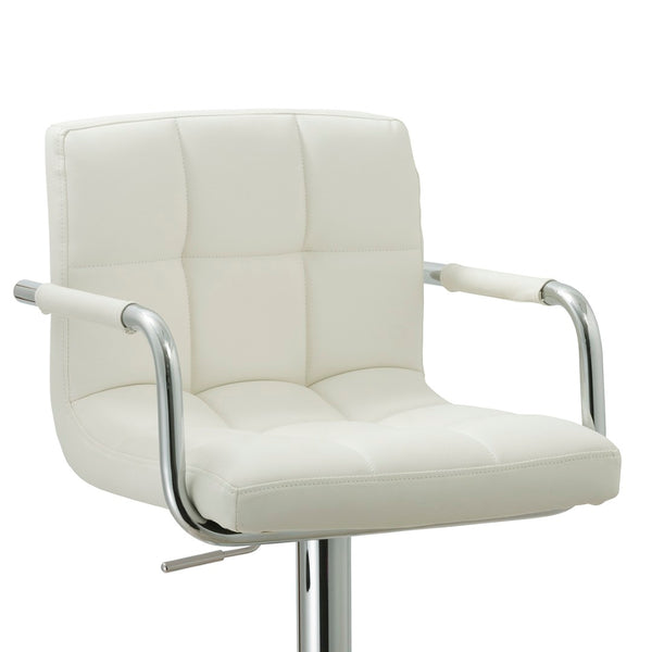 English Elm Contemporary Swivel Barstool Leatherette Grid Seat Chrome Arms Adjustable Height B347P337569