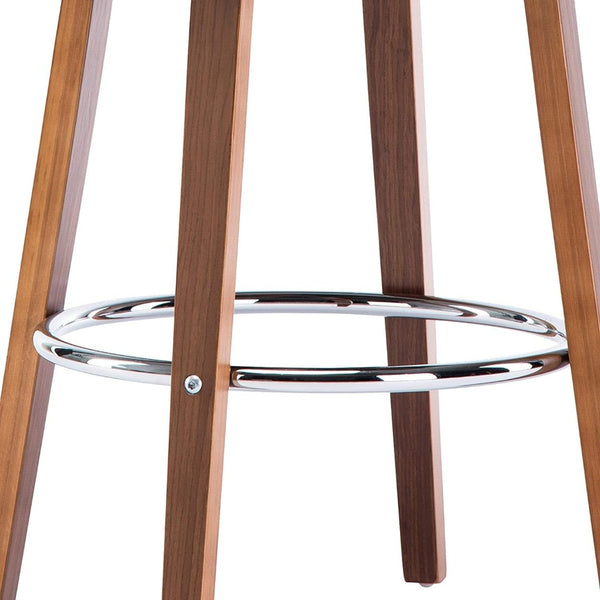English Elm Wood Walnut Veneer Swivel Counterstool with Faux Leather Seat for Kitchen Islands B347P337841