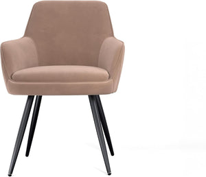English Elm Brown Velvet Accent Chairs with Channel Tufted Back and Tapered Metal Legs Set of 2 B347P340078