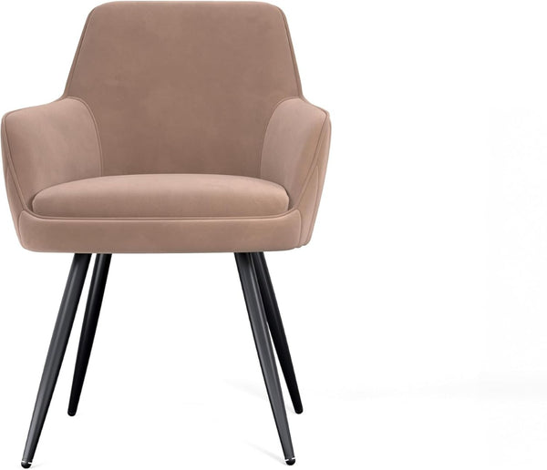 English Elm Brown Velvet Accent Chairs with Channel Tufted Back and Tapered Metal Legs Set of 2 B347P340078