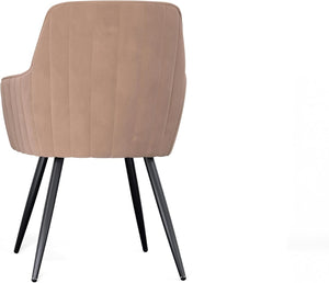 English Elm Brown Velvet Accent Chairs with Channel Tufted Back and Tapered Metal Legs Set of 2 B347P340078