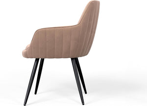 English Elm Brown Velvet Accent Chairs with Channel Tufted Back and Tapered Metal Legs Set of 2 B347P340078