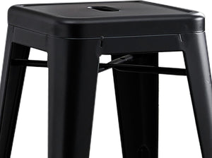 English Elm Contemporary Matte Black Metal Backless Barstools Stackable Industrial Set of 2 B347P341076