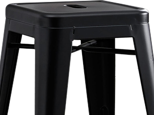 English Elm Contemporary Matte Black Metal Backless Barstools Stackable Industrial Set of 2 B347P341076