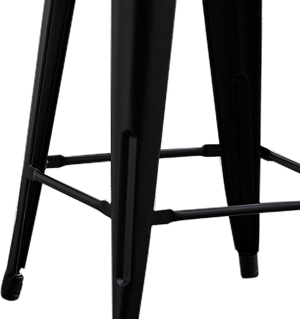 English Elm Contemporary Matte Black Metal Backless Barstools Stackable Industrial Set of 2 B347P341076
