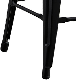 English Elm Contemporary Matte Black Metal Backless Barstools Stackable Industrial Set of 2 B347P341076