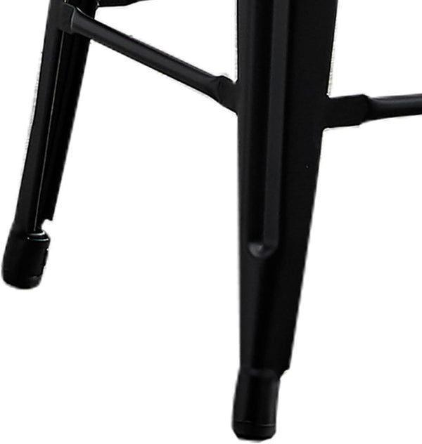 English Elm Contemporary Matte Black Metal Backless Barstools Stackable Industrial Set of 2 B347P341076