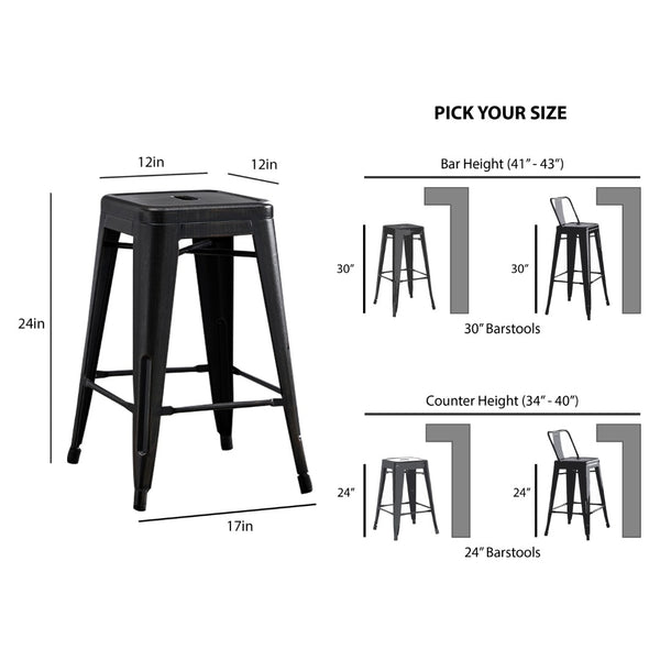 English Elm Backless Metal Barstools Set of 2 with X Brace for Kitchen Island or Pub Table B347P341078