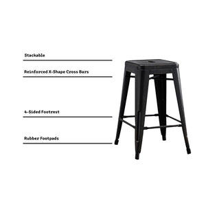 English Elm Backless Metal Barstools Set of 2 with X Brace for Kitchen Island or Pub Table B347P341078