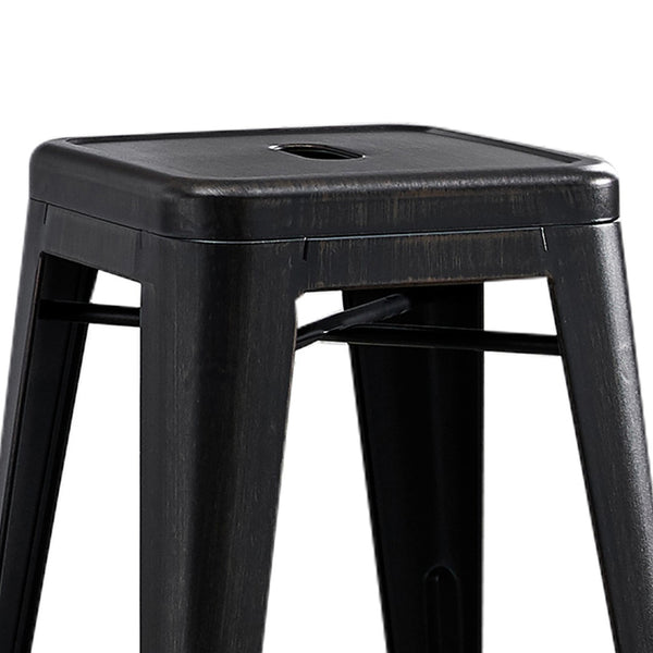 English Elm Backless Metal Barstools Set of 2 with X Brace for Kitchen Island or Pub Table B347P341078
